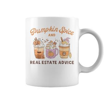 Pumpkin Spice And Real Estate Advice Coffee Halloween Fall Coffee Mug - Monsterry