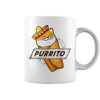 Purrito Cat Wearing A Sombrero In A Mexican Burrito Funny Coffee Mug - Seseable