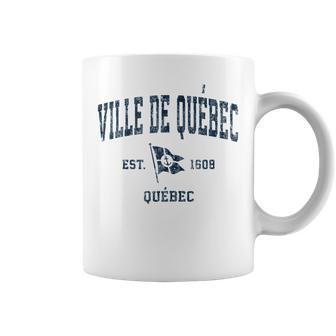 Quebec City Quebec Vintage Sports Navy Boat Anchor Flag Coffee Mug | Mazezy