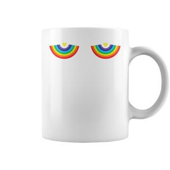 Rainbow Boobs Lgbtq Feminist Gay Lesbian Pride Bra Heart Coffee Mug | Mazezy
