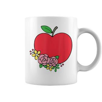 Red Apple With Flowers Proud Teacher Life Teaching Job Pride Coffee Mug | Mazezy