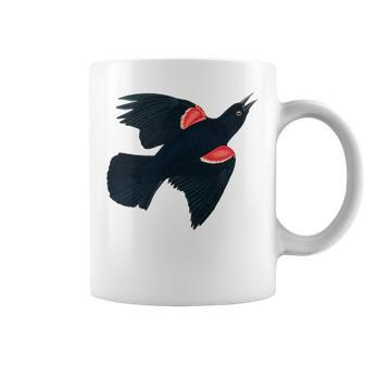 Red-Winged Blackbird Flying Red Winged Blackbird Coffee Mug | Mazezy