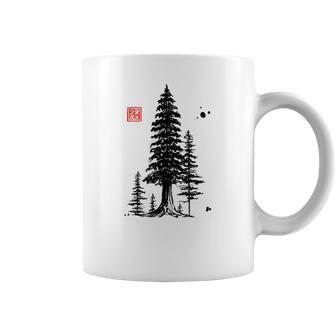 Redwood Trees Forest Sumi-E Coffee Mug | Mazezy