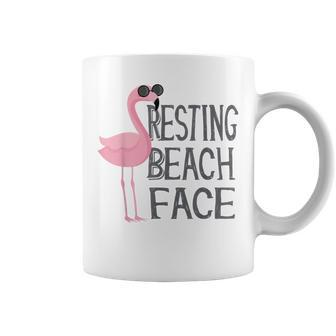Resting Beach Face Flamingo Summer Funny Holiday Vibes Coffee Mug | Mazezy