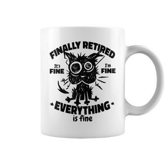 Retired 2023 It's Fine I'm Fine Everything Is Fine Black Cat Coffee Mug - Monsterry