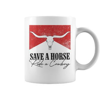 Retro Bull Skull Western Country Save A Horse Ride A Cowboy Coffee Mug - Thegiftio UK