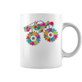 Retro Colorful Polka Dots Monster Truck Happy Dot Day Boys Coffee Mug - Monsterry UK