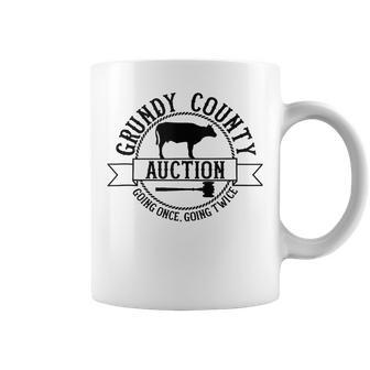 Retro Cow Cattle Grundy County Auction Western Country Farm Coffee Mug - Seseable