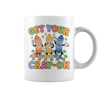 Retro Get Your Cray-On Teacher Happy First Day Of School Coffee Mug