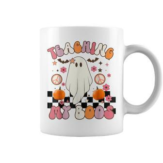 Retro Cute Ghost Teaching My Boos Teacher Halloween Coffee Mug - Monsterry