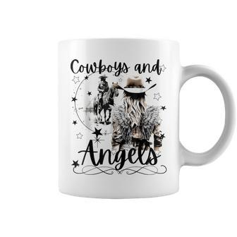 Retro Desert Cowboys And Angels Western Country Cowgirl Coffee Mug - Seseable