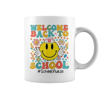Retro Groovy Welcome Back To School Shool Nurse Smile Face Coffee Mug - Seseable