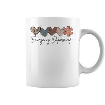 Retro Leopard Heart Emergency Department Nurse Er Tech Coffee Mug | Mazezy