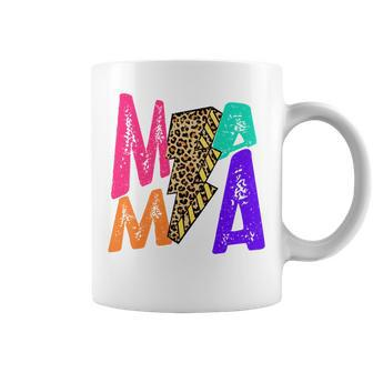 Retro Leopard Mama Lightning Bolt Western Country Bad Moms Gifts For Mama Funny Gifts Coffee Mug | Mazezy