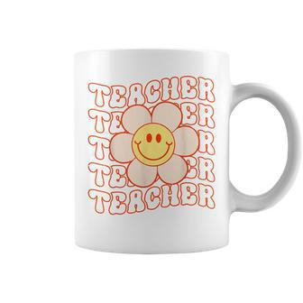 Retro Style Happy Face Teacher Daisy Flower Smile Face Coffee Mug - Seseable