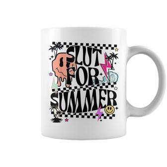 Retro Summer Slut For Summer Cute Vacation Checkered Coffee Mug | Mazezy