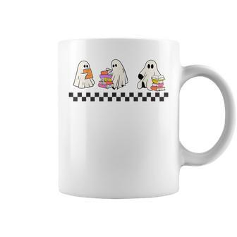 Retro Teacher Halloween Ghost Read More Book Reading Teacher Coffee Mug - Monsterry UK