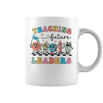 Retro Teaching Future Leaders Groovy Teacher Back To School Coffee Mug - Seseable