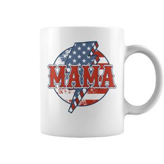 Retro Us Flag Mama Lightning Bolt Western July 4Th Patriot Gifts For Mama Funny Gifts Coffee Mug | Mazezy