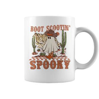 Retro Western Halloween Cute Ghost Boot Scootin Spooky Coffee Mug - Seseable