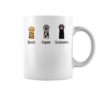 Rock Paper Scissors Hand Game Cute Paw Cat Coffee Mug - Seseable