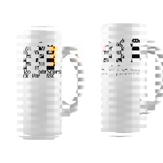 Rock Paper Scissors Hand Game Cute Paw Cat Coffee Mug - Seseable