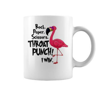 Rock Paper Scissors Throat Punch I Win Flamingo Flamingo Funny Gifts Coffee Mug | Mazezy
