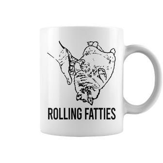 Rolling Fatties Funny Cat Cute Kitten Minimalist Graphic Paw Coffee Mug | Mazezy