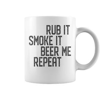 I Rub My Meat Bbq Smoker Grillmaster Beer Me Smoke'em Coffee Mug | Mazezy