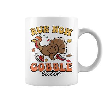 Run Now Gobble Later Turkey Autumn Thanksgiving Groovy Retro Coffee Mug - Thegiftio UK
