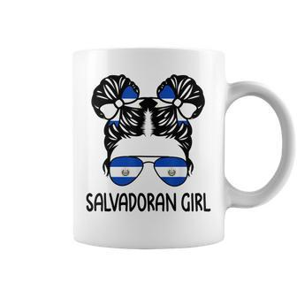 Salvadoran Girl Messy Hair El Salvador Pride Patriotic Kids Coffee Mug - Seseable