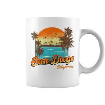 San Diego Beach Summer Vacation Sunset Palm Trees San Diego Funny Gifts Coffee Mug | Mazezy