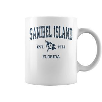 Sanibel Island Fl Vintage Sports Navy Boat Anchor Flag Coffee Mug | Mazezy