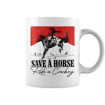 Save A Horse Ride A Cowboy Skeleton Country Skull Western Coffee Mug - Seseable