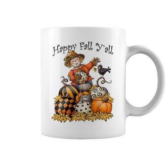 Scarecrow Happy Fall Yall Pumpkin Thanksgiving Halloween Coffee Mug - Thegiftio UK