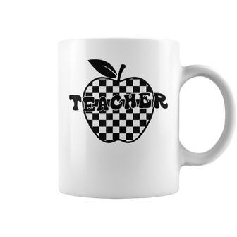 Back To School Checkered Apple Teacher Checkerboard Teacher Coffee Mug - Monsterry UK