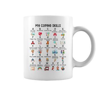 School Counselor My Coping Skills Alphabet Mental Health Coffee Mug | Mazezy