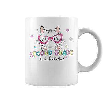 Second 2Nd Grade Vibes Back To School Cute Cat For Girls Coffee Mug - Seseable
