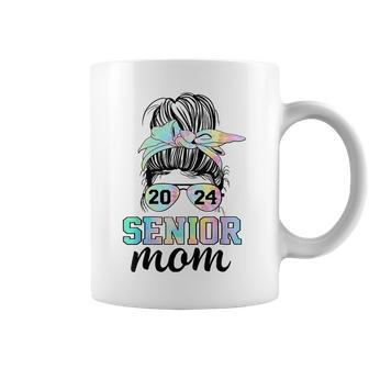 Senior 2024 Mom Class Of 24 Proud Mom Messy Bun Tie Dye Gifts For Mom Funny Gifts Coffee Mug | Mazezy DE