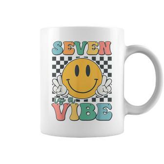 Seven Is A Vibe 7Th Birthday Smile Face Hippie Boy Girl Kid Coffee Mug - Thegiftio UK