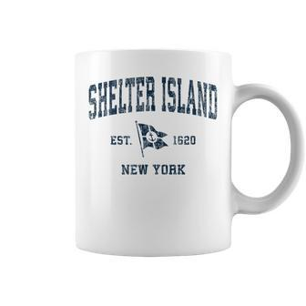 Shelter Island Ny Vintage Sports Navy Boat Anchor Flag Coffee Mug | Mazezy