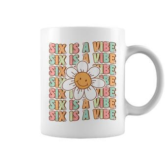 Six Is A Vibe Cute Groovy 6Th Birthday Party Daisy Flower Coffee Mug - Thegiftio UK