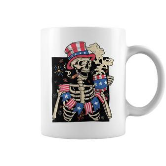 Skeleton American Flag Happy Independence Day Coffee Mug | Mazezy