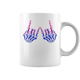 Skeleton Rock Hand Lgbt-Q Cool Bisexual Pride Color Bi Flag Coffee Mug | Mazezy