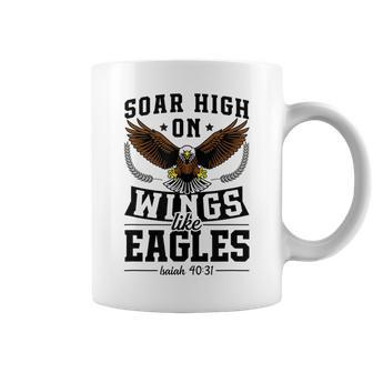 Soar High On Wings Like Eagles Patriotic Christian Easter Coffee Mug | Mazezy