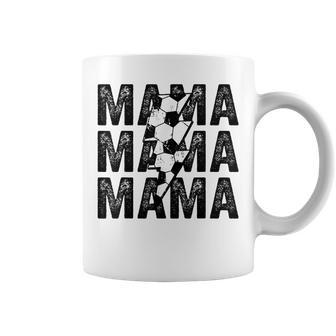 Soccer Mama Distressed Lightning Bolt Mom Coffee Mug - Seseable