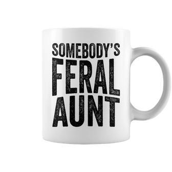 Somebodys Feral Aunt Groovy Mothers Day Auntie Funny Saying Coffee Mug | Mazezy