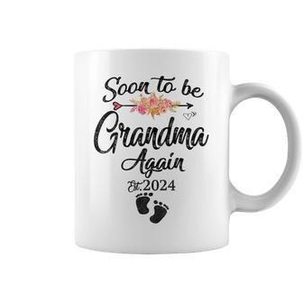 Soon To Be Grandma Again Est 2024 Flower Heart Mothers Day Mothers Day Funny Gifts Coffee Mug | Mazezy