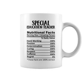 Special Education Teacher Nutrition Facts Funny Coffee Mug | Mazezy
