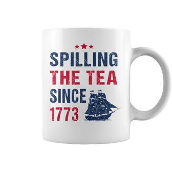 Spilling The Tea Since 1773 Slogan For Patriotic Pride Party Patriotic Funny Gifts Coffee Mug | Mazezy